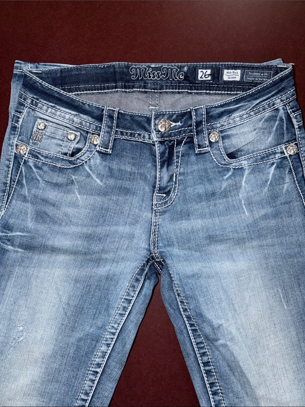 Miss Me Light Blue Embellished Skinny Jeans - Picture 2 of 2
